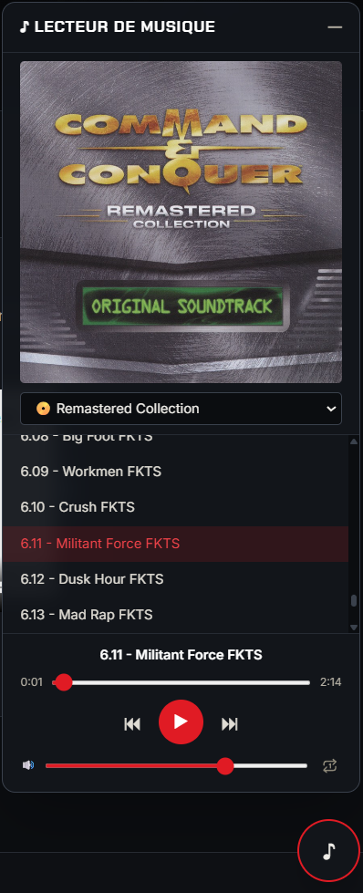 Les 118 musiques du remaster sont maintenant sur le player du site